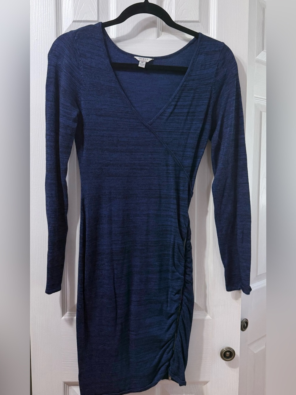 Guess Navy Blue Long-Sleeve Wrap Dress
